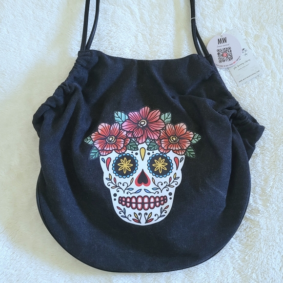MW {Most Wanted} Canvas Floral💐 Skull💀 Shoulder Bag👜 - NWT - Picture 11 of 16